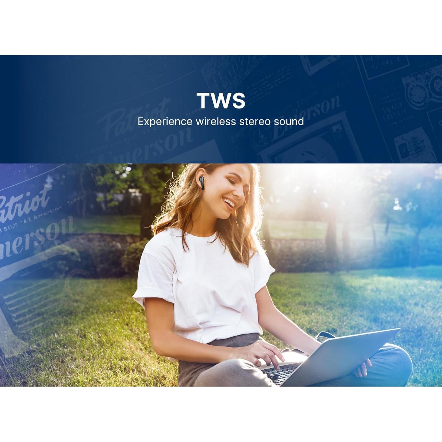 Emerson EG-1501 True Wireless Gaming Earbuds with Low-Latency Audio, Built-in Microphone, Bluetooth 5.1 Connectivity, RGB LED Lighting, and Noise-Cancellation – Perfect for Gaming and Streaming