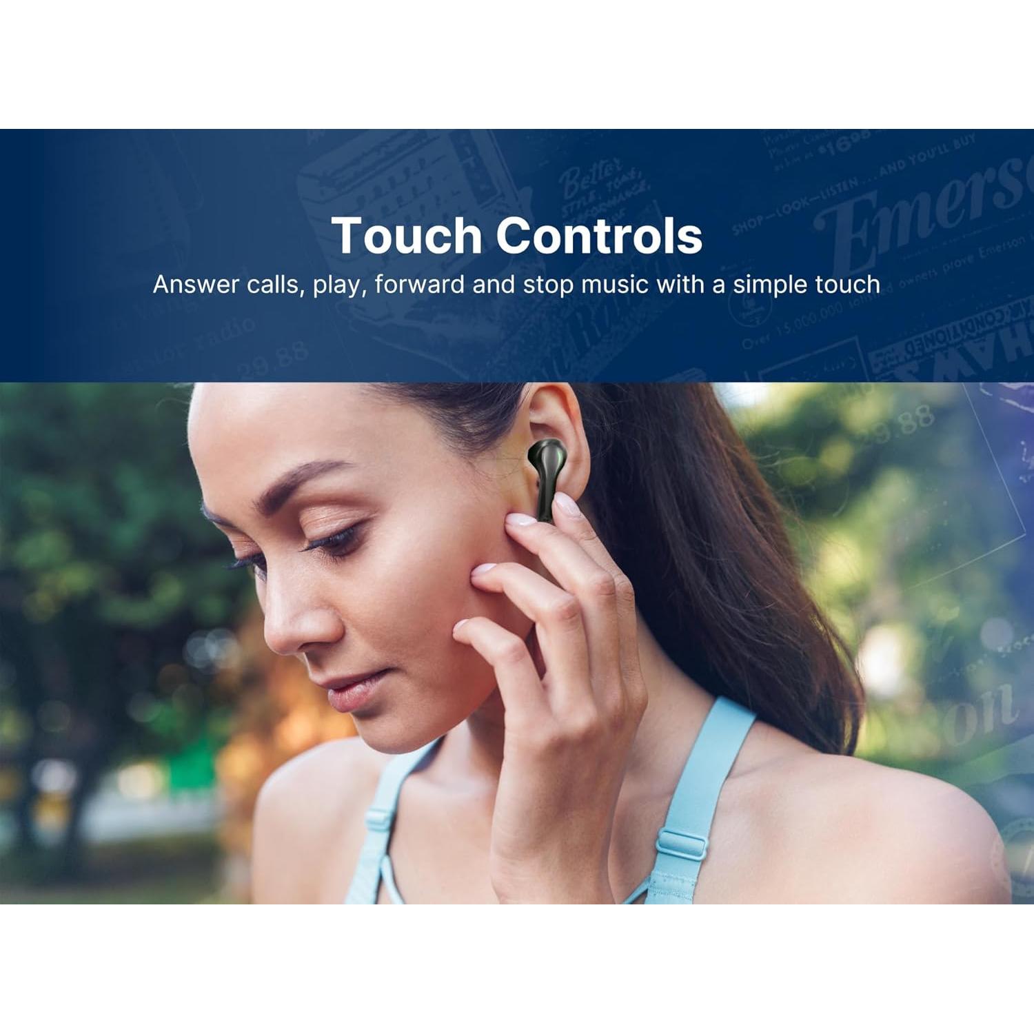 Emerson EG-1501 True Wireless Gaming Earbuds with Low-Latency Audio, Built-in Microphone, Bluetooth 5.1 Connectivity, RGB LED Lighting, and Noise-Cancellation – Perfect for Gaming and Streaming