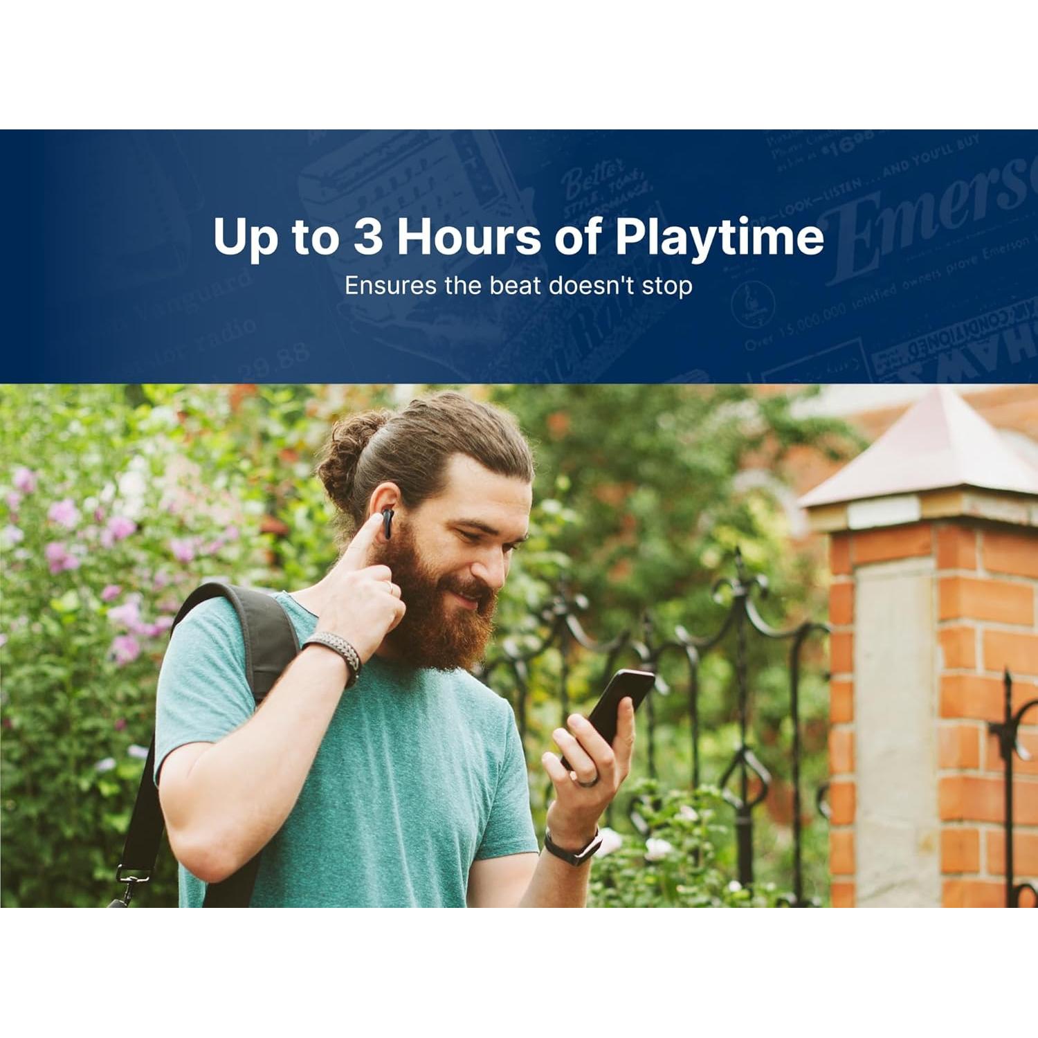 Emerson EG-1501 True Wireless Gaming Earbuds with Low-Latency Audio, Built-in Microphone, Bluetooth 5.1 Connectivity, RGB LED Lighting, and Noise-Cancellation – Perfect for Gaming and Streaming