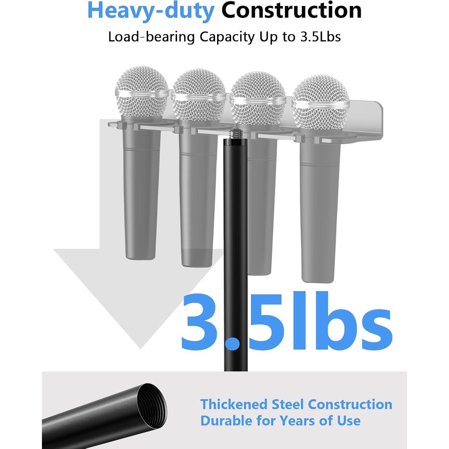 Soporte de Micrófono de Escritorio Negro con Base Ponderada 15.24 cm
