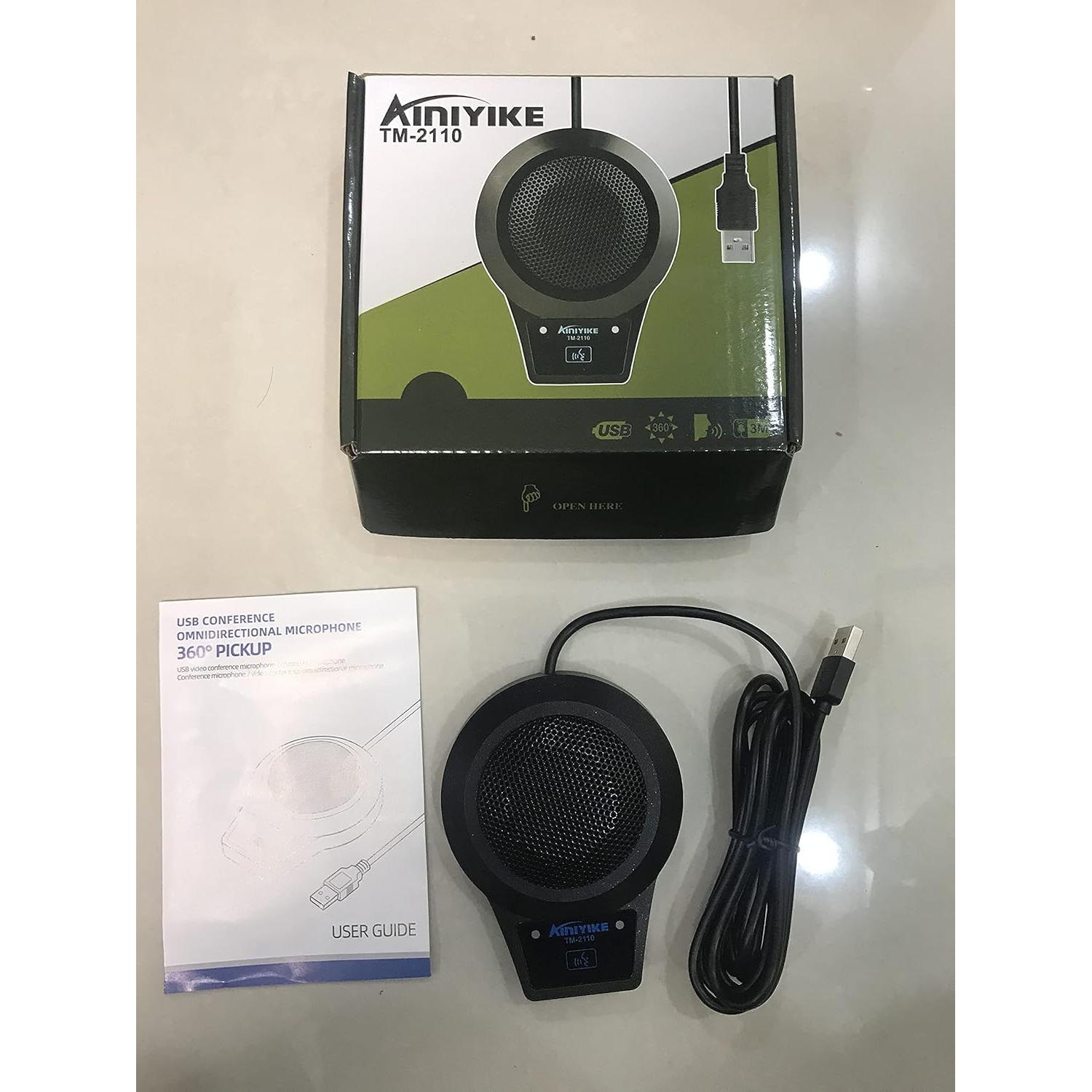 TM-2110 Conference USB Microphone for Windows and Mac with 360 Pickup Range, Omnidirectional Microphone, Touch Mute Switch, 1 Year Warranty