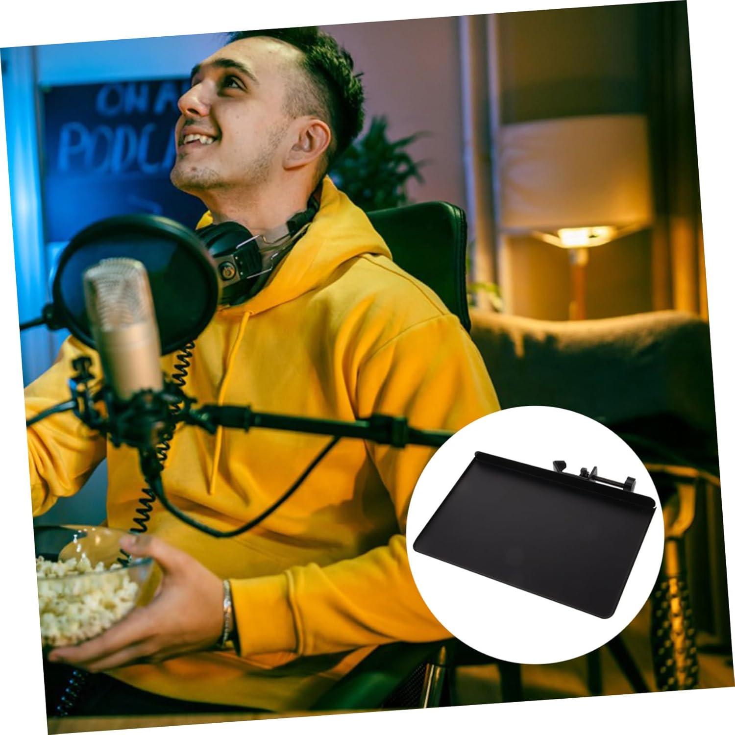 Microphone Sound Card Tray Durable Shelf Bracket for Live Streaming Photography Support and Mic Stand Use Raised Edges Prevent Slipping Easy to Use