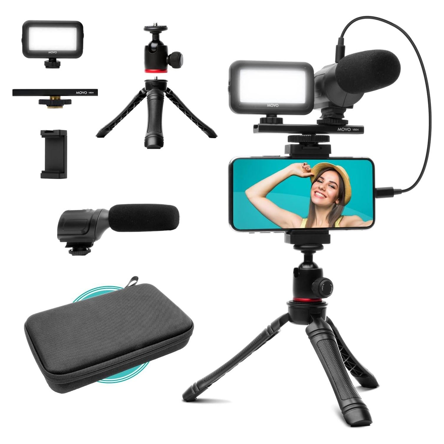 Kit de Vlogging Movo uVlogger con Micrófono y Luz LED