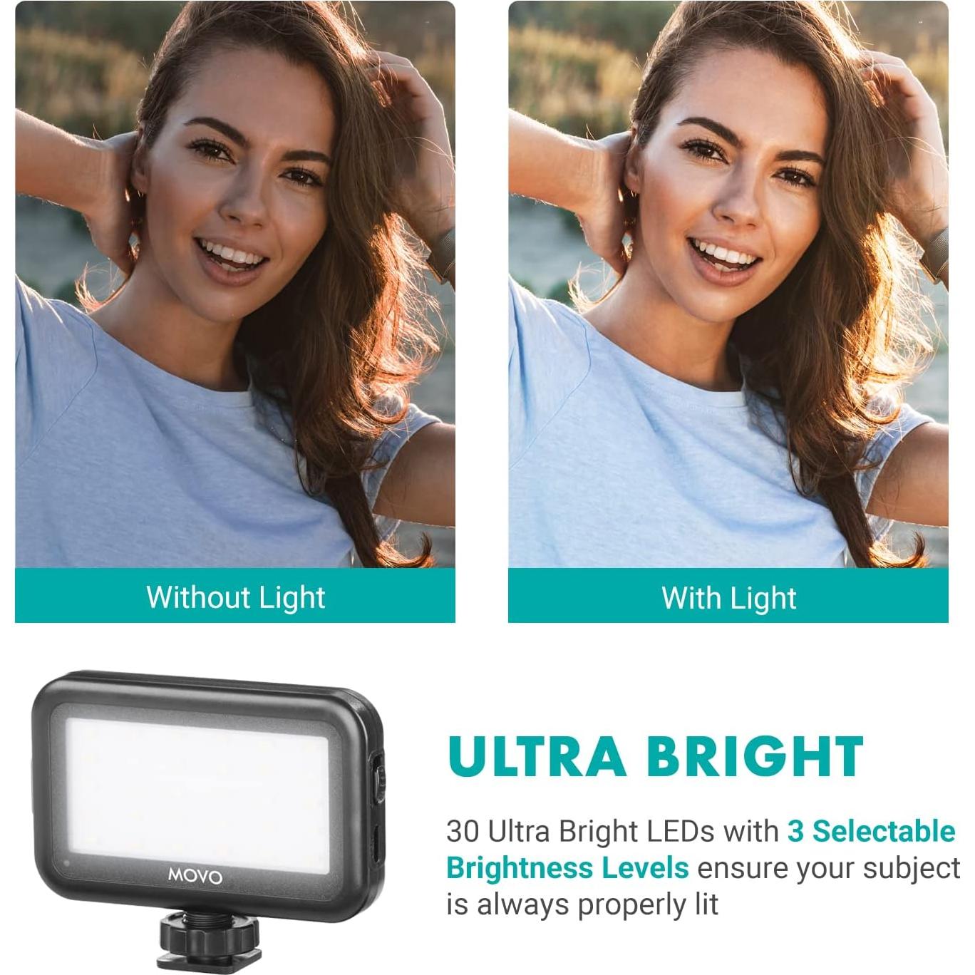 Kit de Vlogging Movo uVlogger con Micrófono y Luz LED