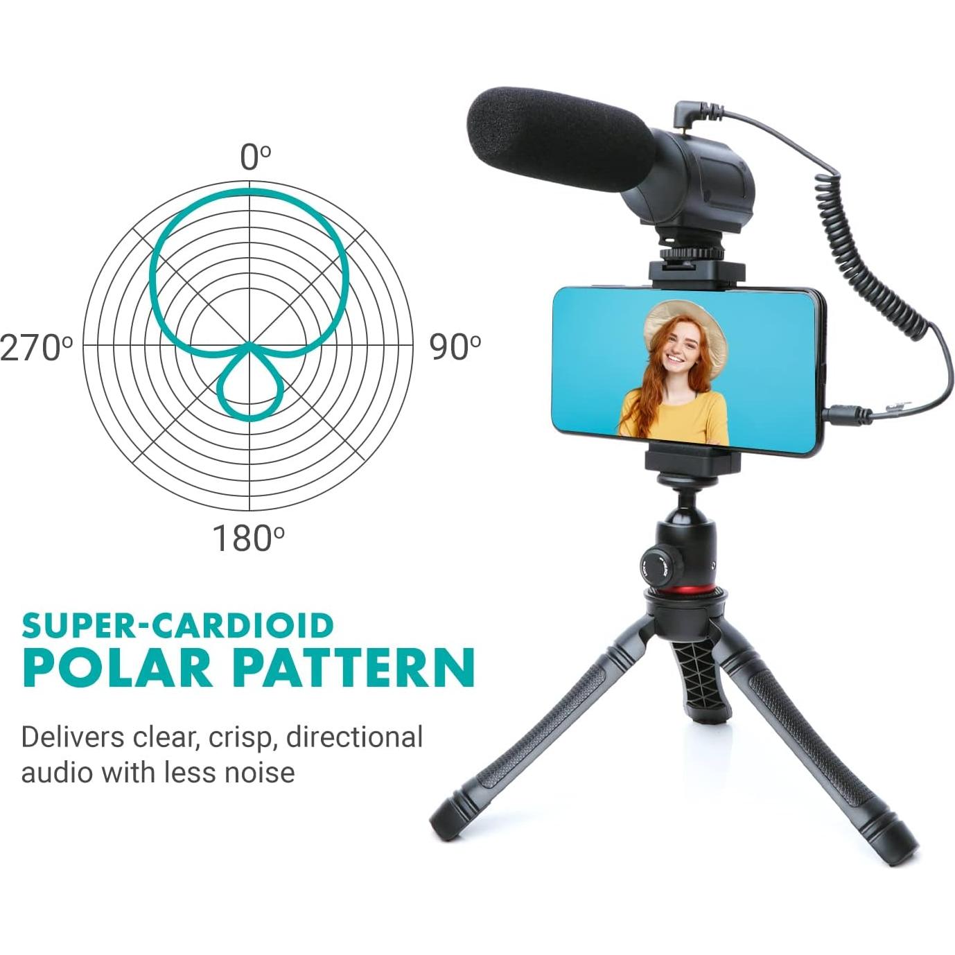 Kit de Vlogging Movo uVlogger con Micrófono y Luz LED