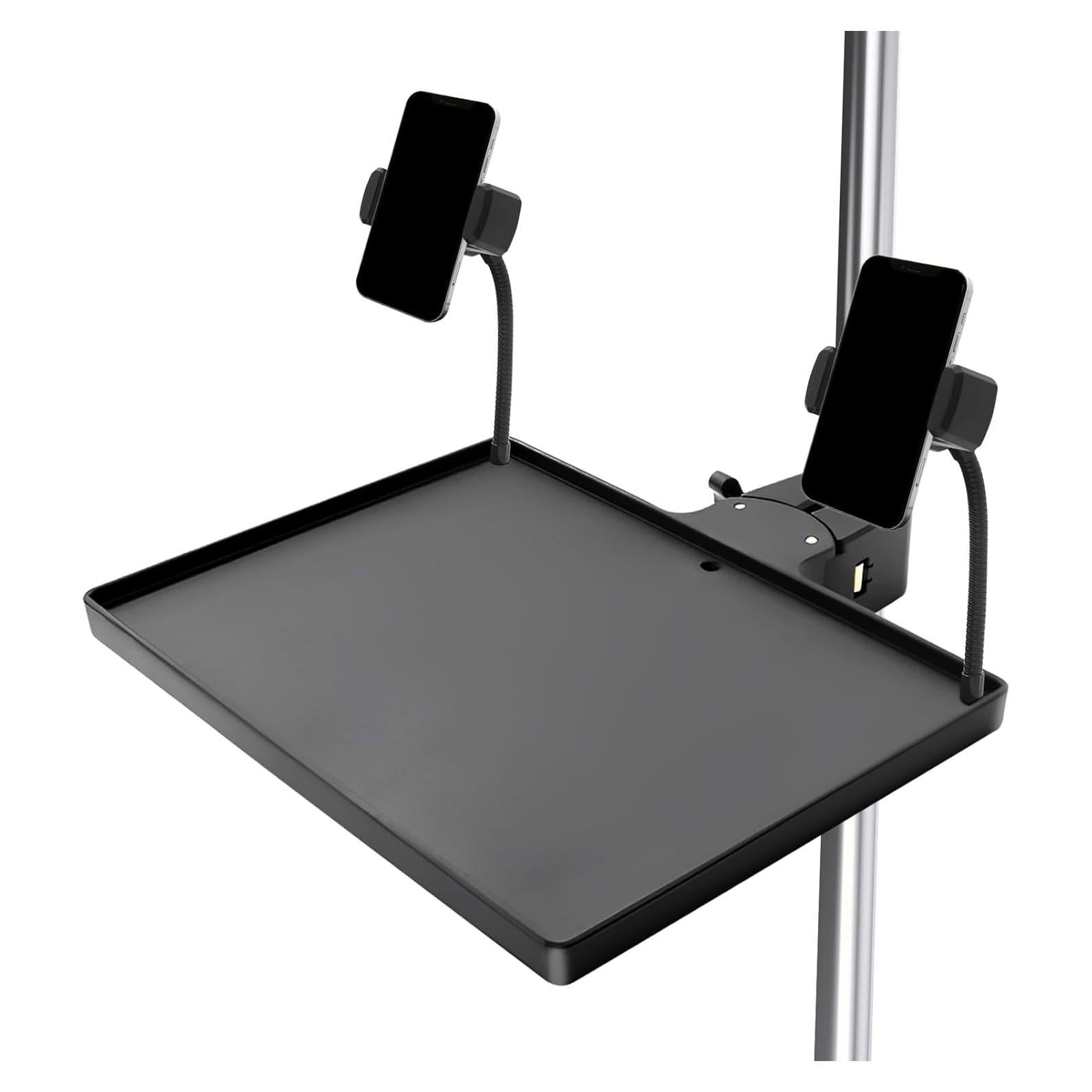 Bandeja Soporte Micrófono Ajustable con 2 Soportes para Teléfono