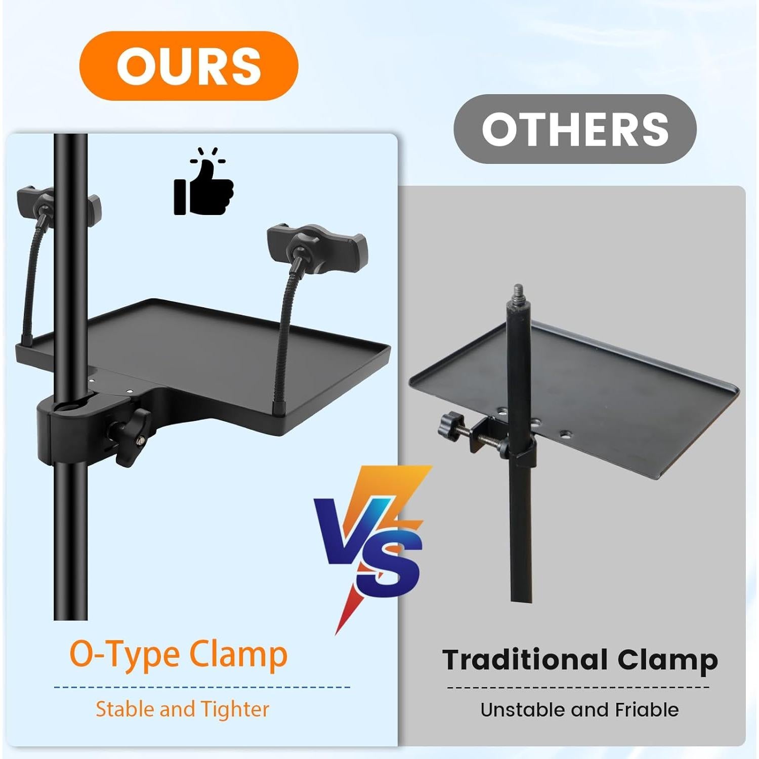 Bandeja Soporte Micrófono Ajustable con 2 Soportes para Teléfono