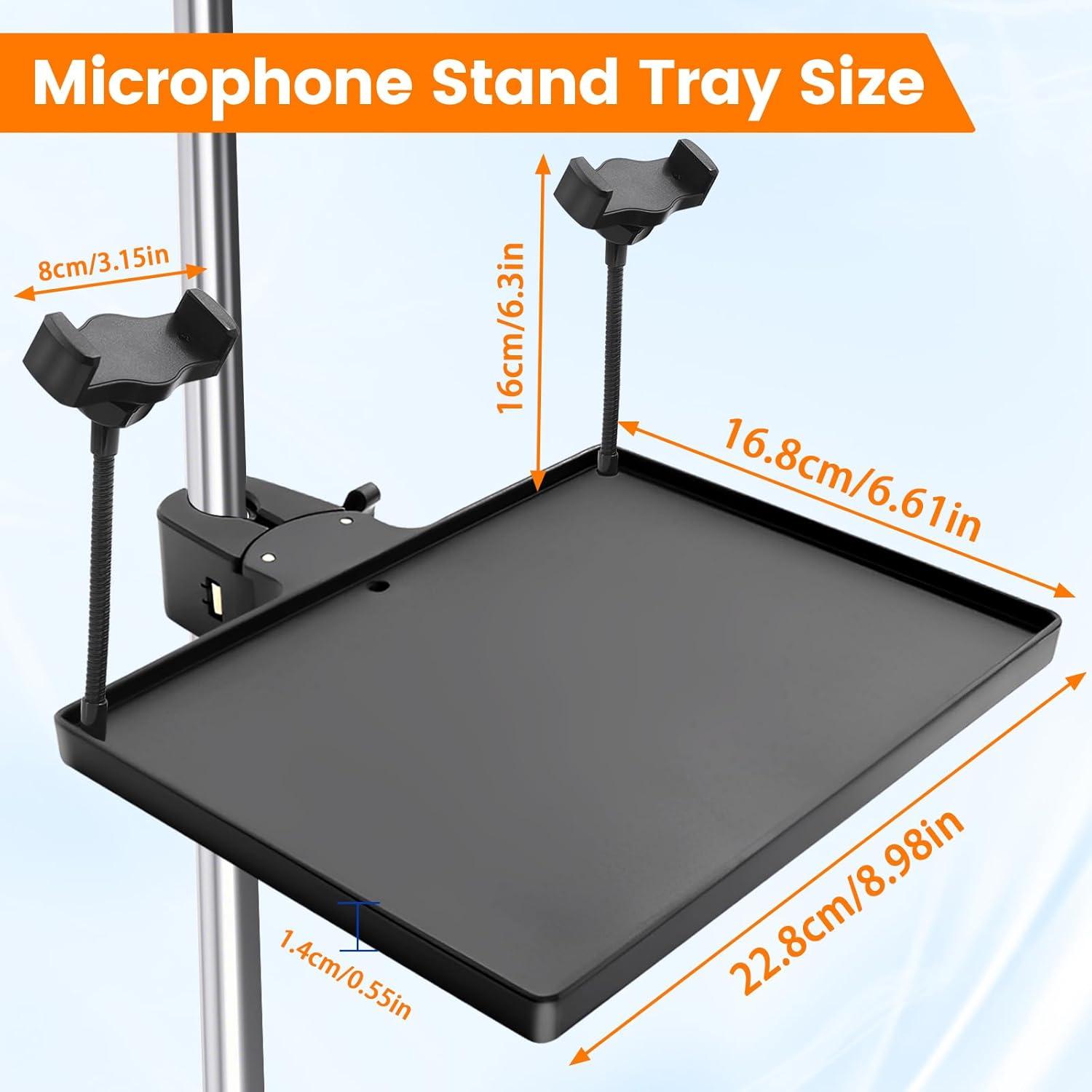 Bandeja Soporte Micrófono Ajustable con 2 Soportes para Teléfono