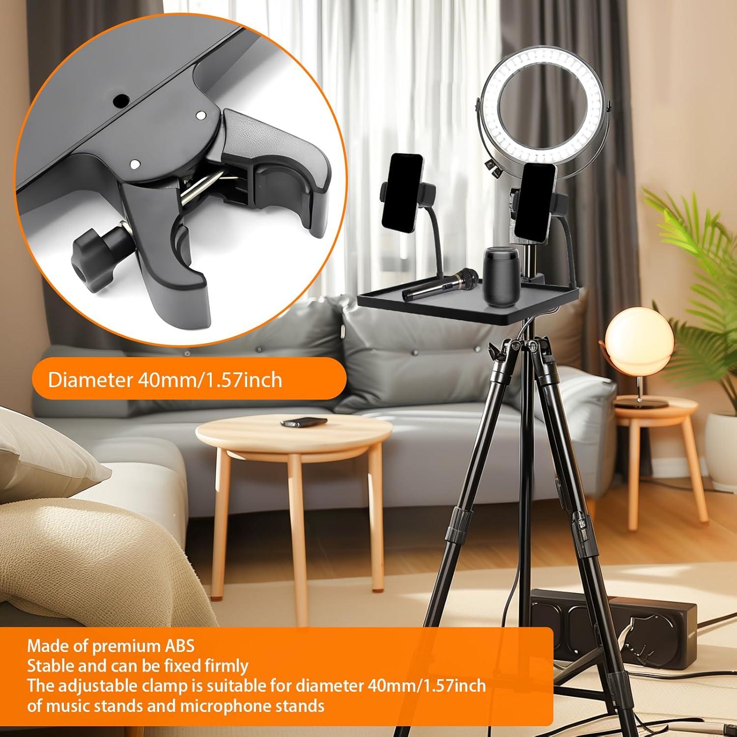 Bandeja Soporte Micrófono Ajustable con 2 Soportes para Teléfono