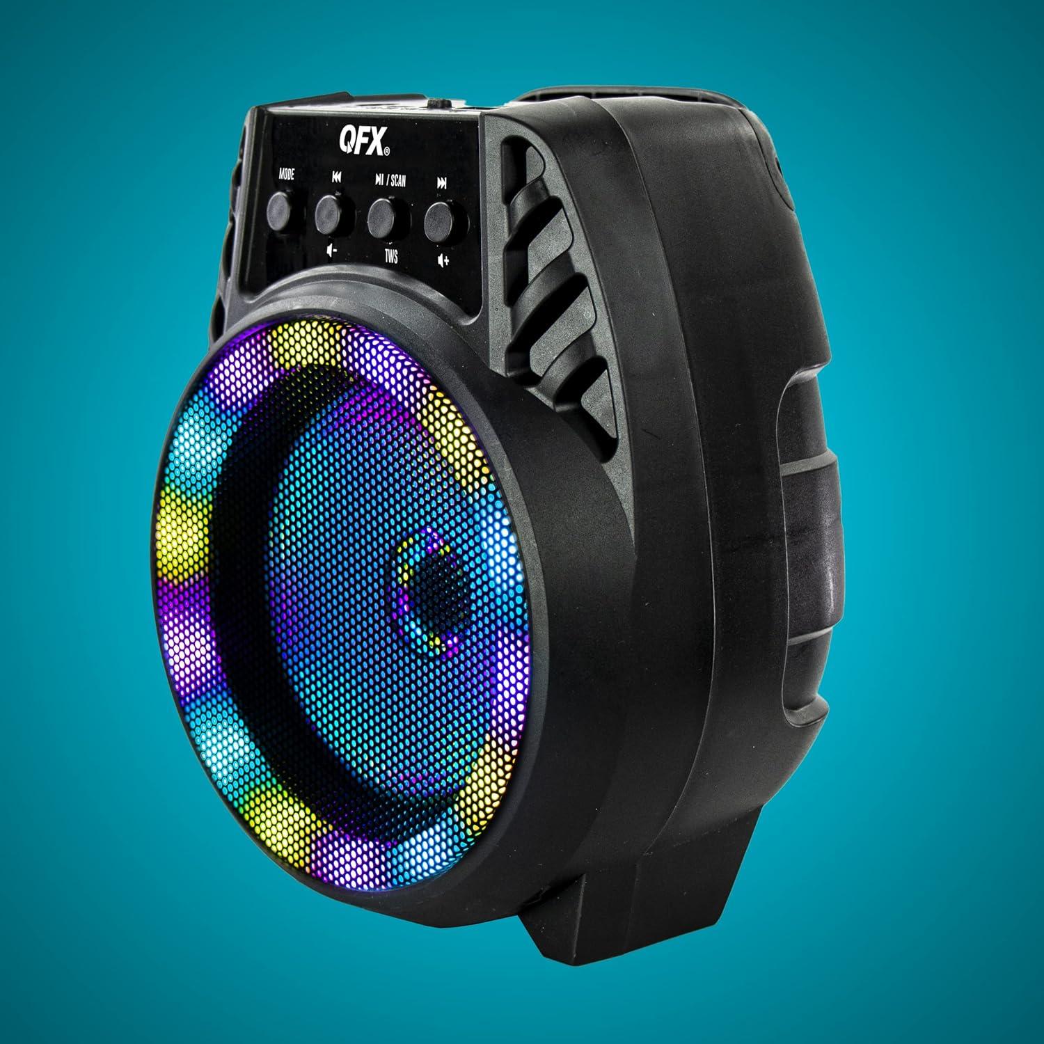 Altavoz Portátil Bluetooth QFX BT-64 con Woofer 4" y Luces LED