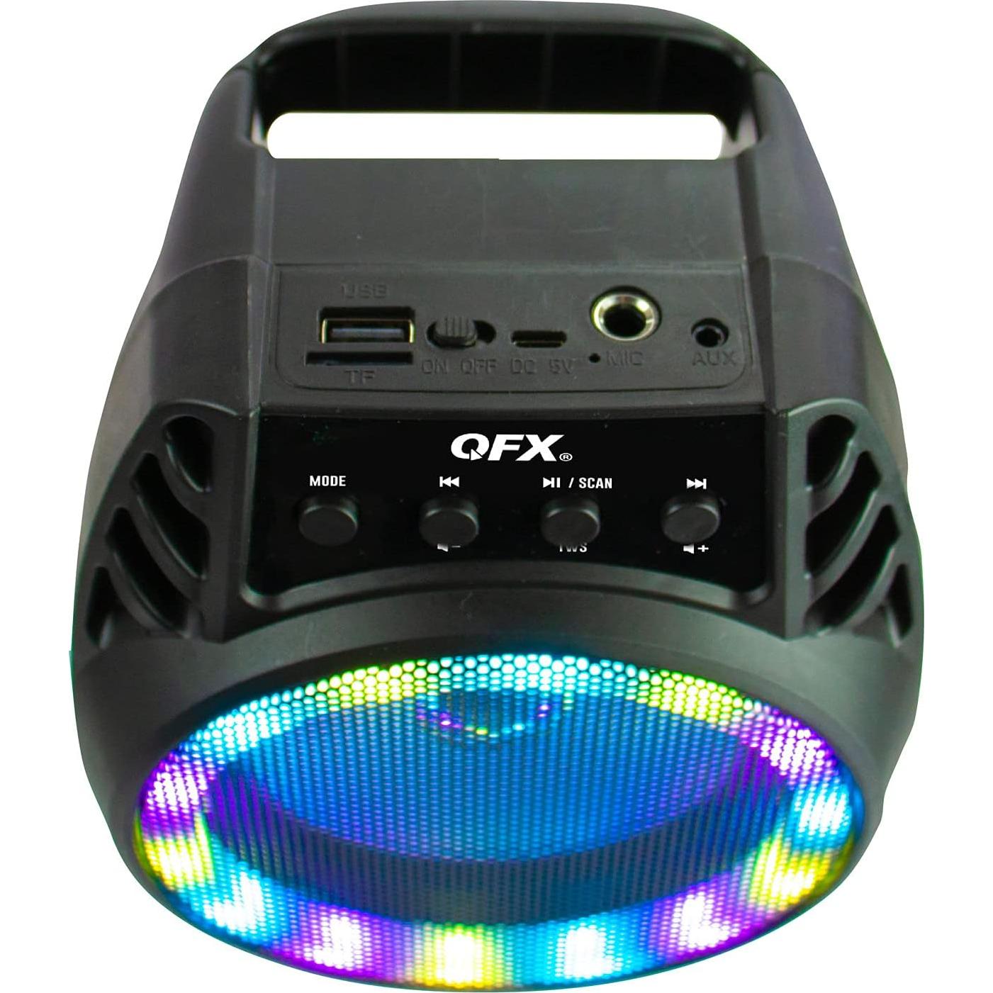 Altavoz Portátil Bluetooth QFX BT-64 con Woofer 4" y Luces LED