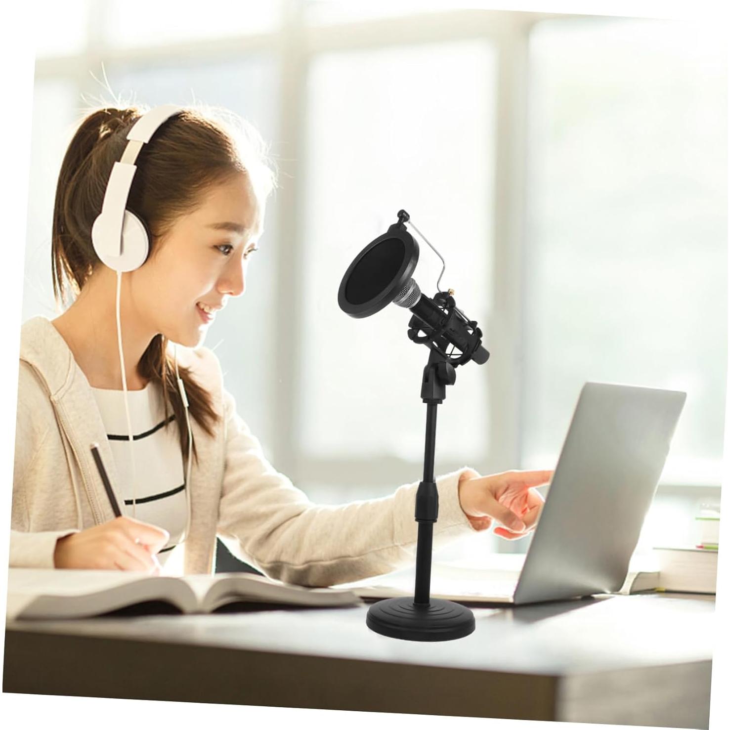 Soporte de Micrófono Ajustable Toyvian con Filtro Pop Negro