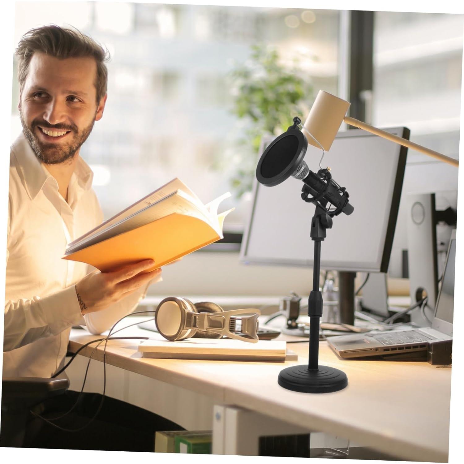 Soporte de Micrófono Ajustable Toyvian con Filtro Pop Negro