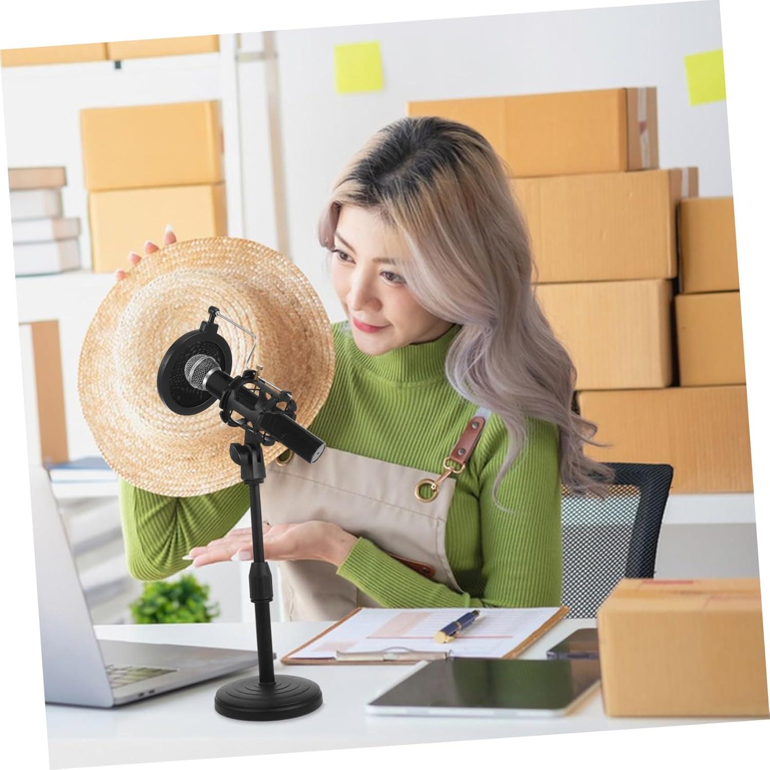 Soporte de Micrófono Ajustable Toyvian con Filtro Pop Negro