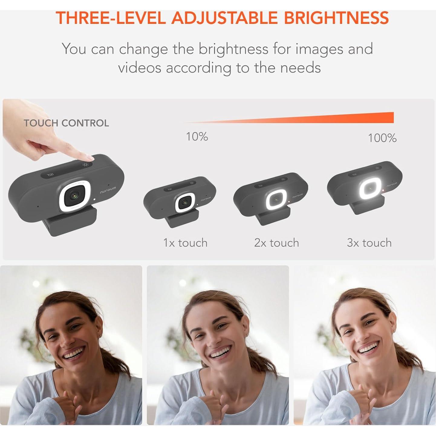 Cámara Web NUROUM V15-AFL 1080P con Luz Anular y Autofoco