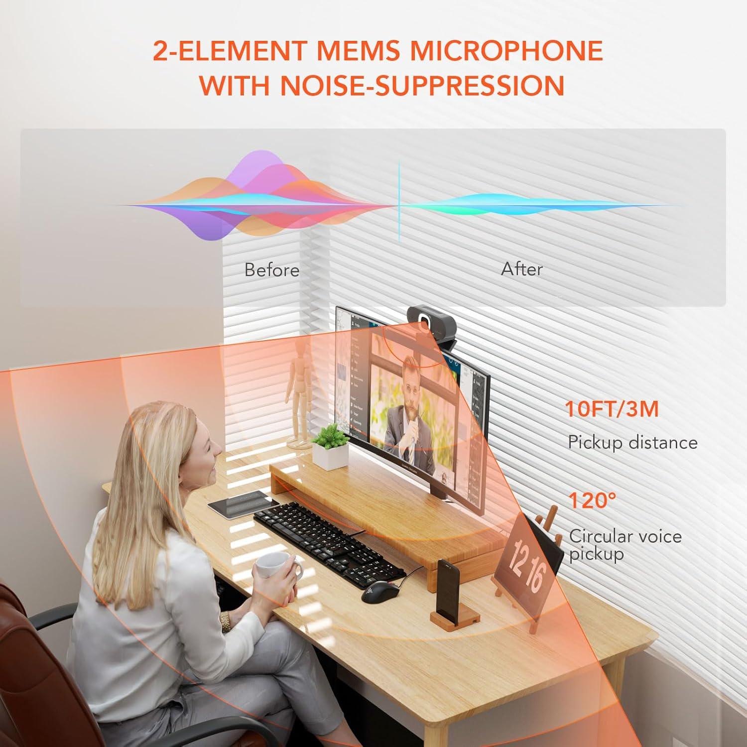 Cámara Web NUROUM V15-AFL 1080P con Luz Anular y Autofoco