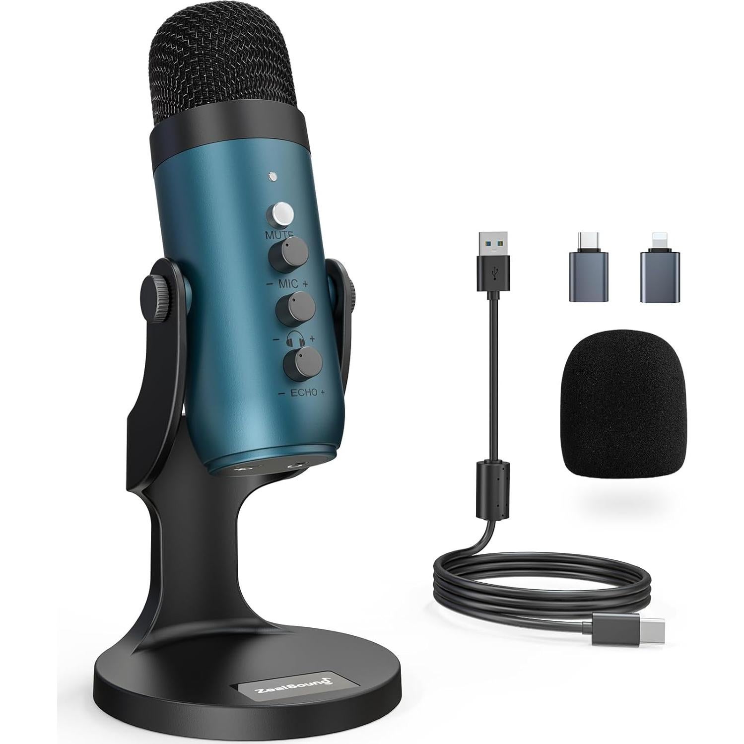 Micrófono USB ZealSound K66T con Filtro Pop y Accesorios