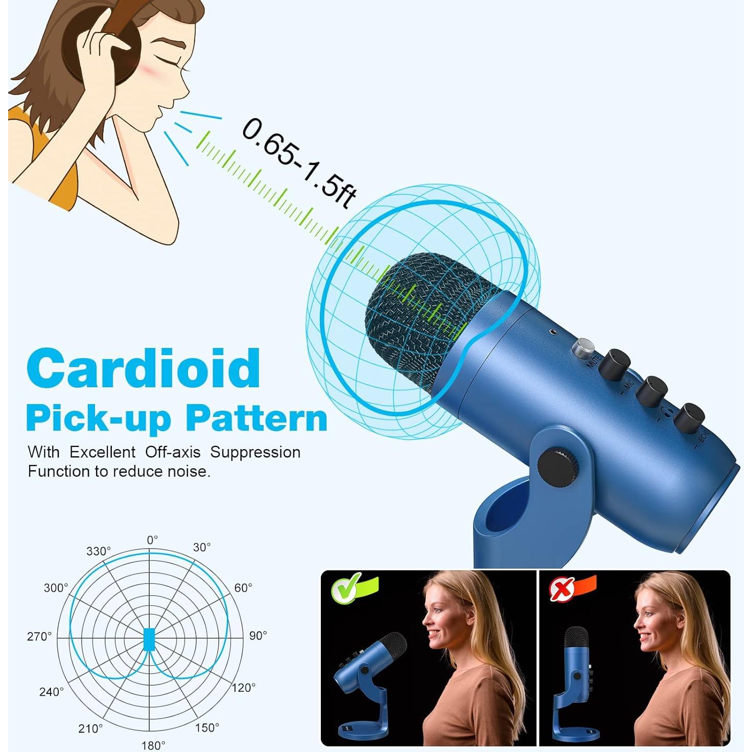 Micrófono USB ZealSound K66B con Filtro Pop y Soporte