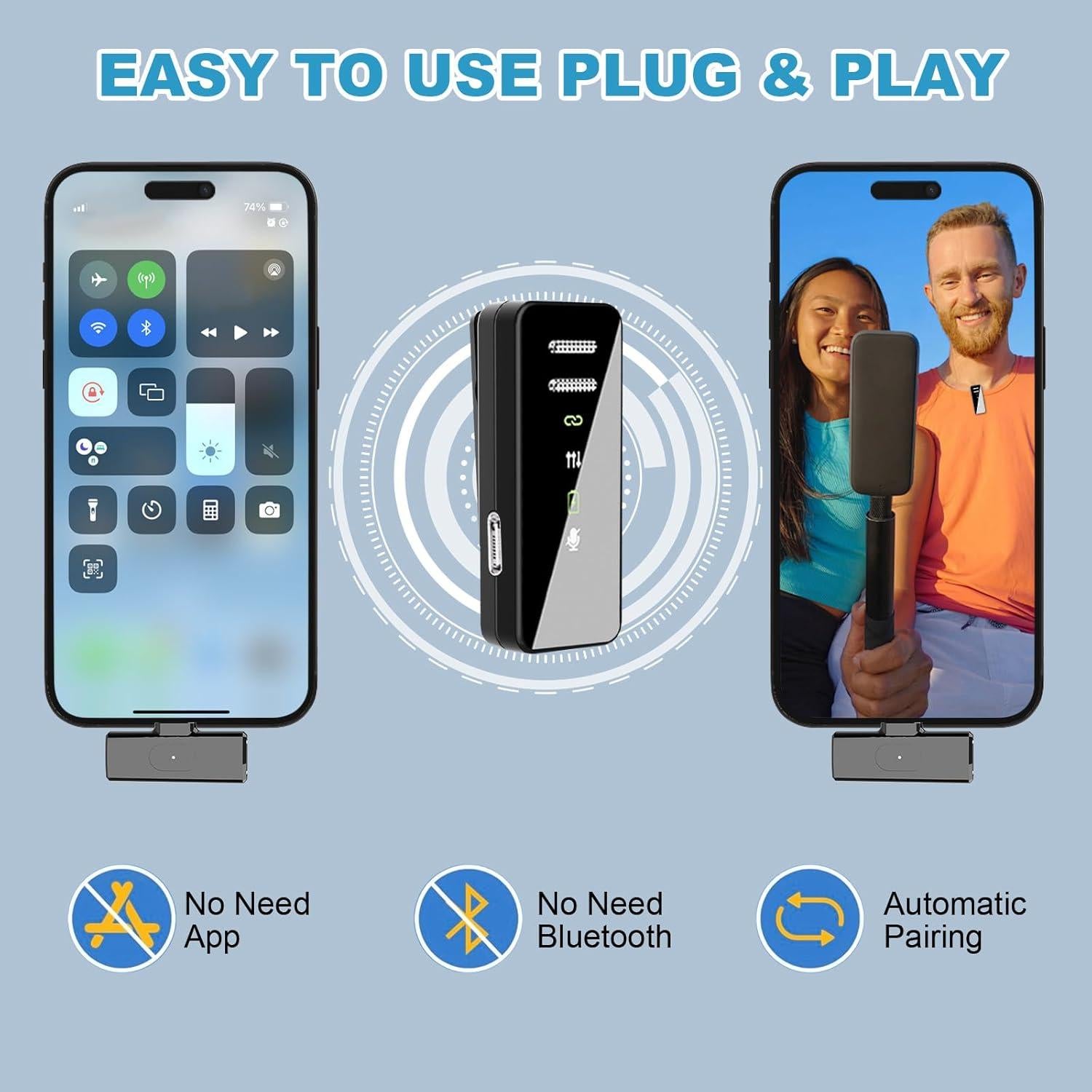 Micrófono Lavalier Inalámbrico CODMETQL S18-MIC 22.86m Bluetooth