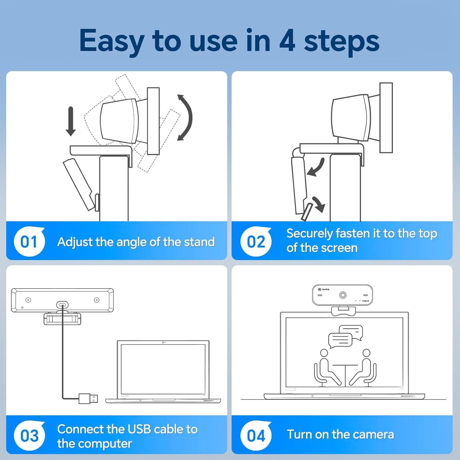 Cámara Web 2.5K NewEye con Micrófono y Trípode Ajustable