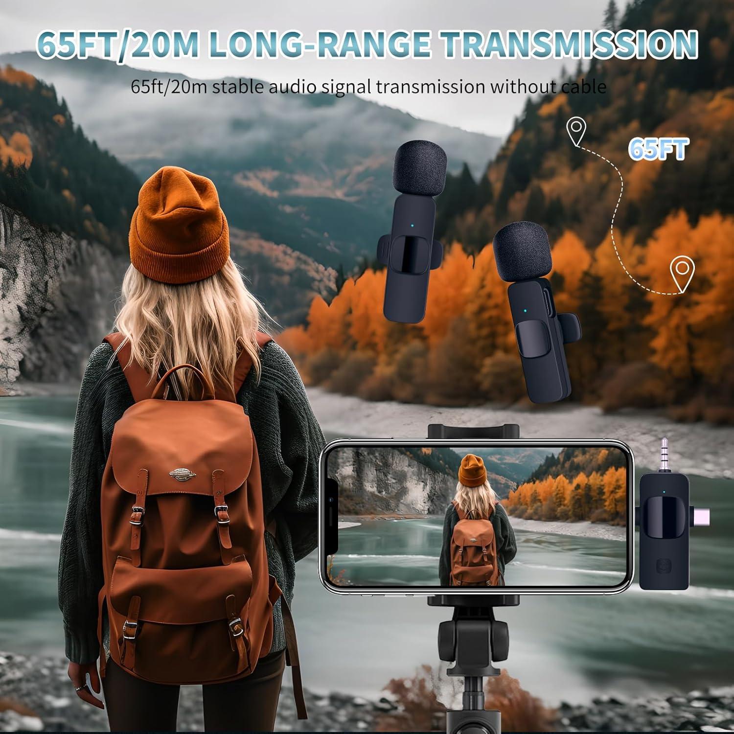 Micrófono Lavalier Inalámbrico AMOOX K9 para iPhone y Cámara