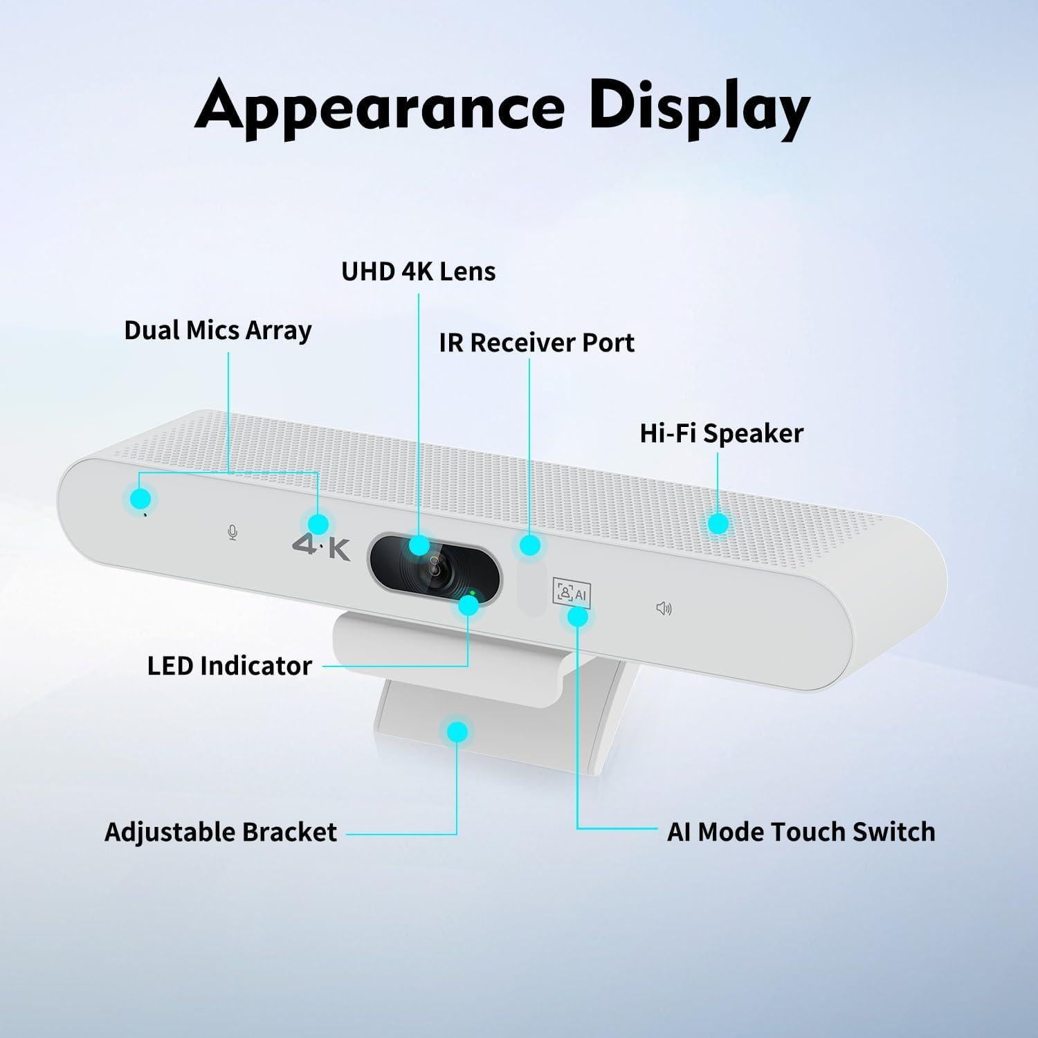 Webcam 4K TOALLIN Aione Pro con Micrófono y Altavoz
