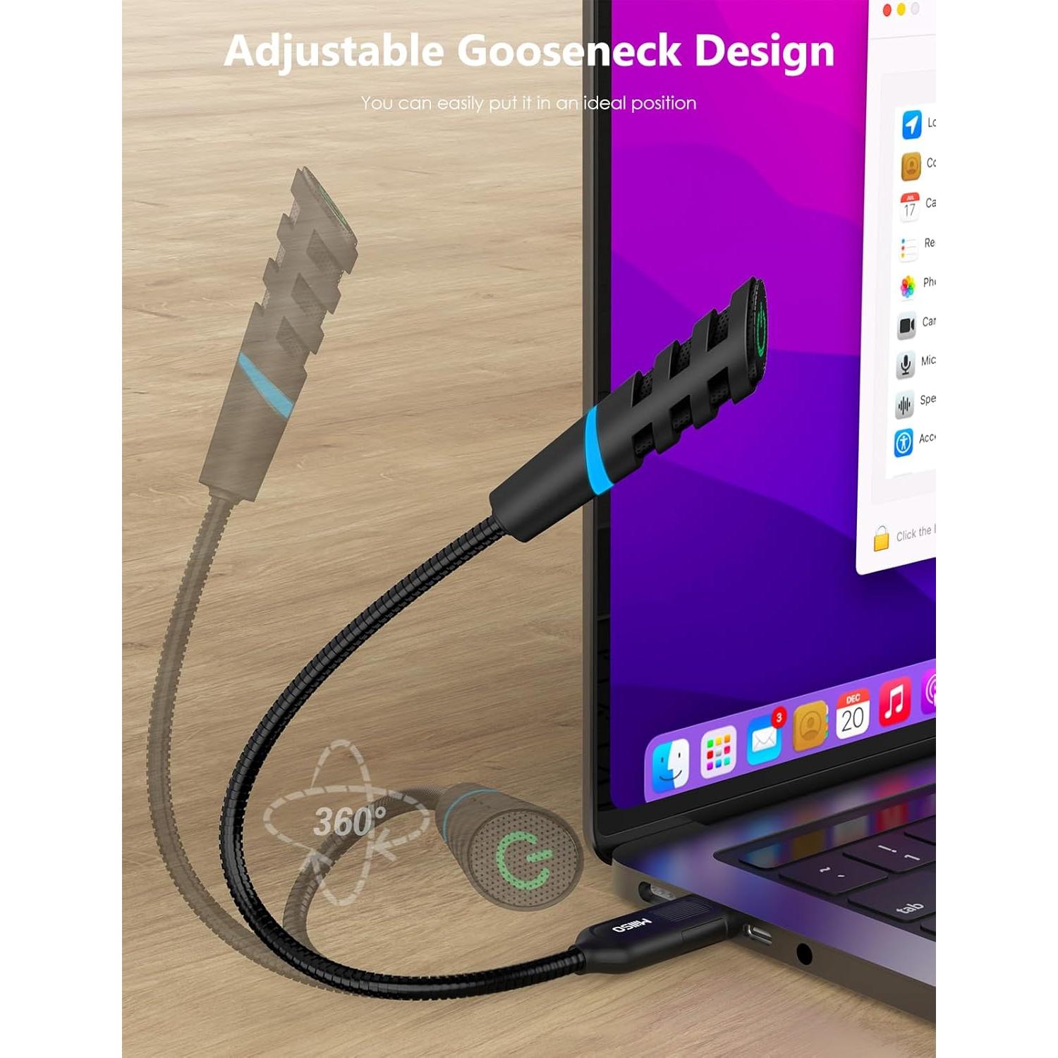 Micrófono USB MillSO Omnidireccional Cuello de Ganso 40g