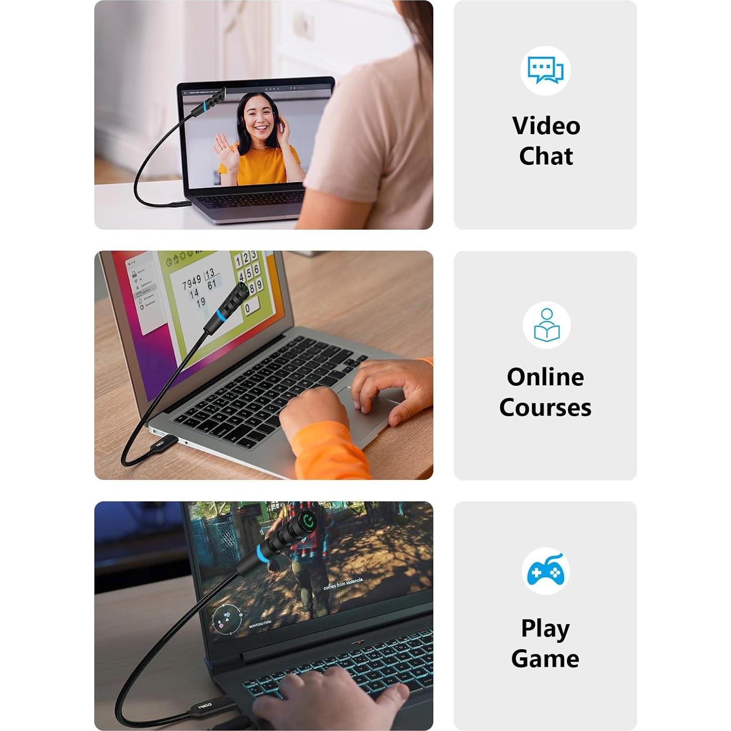 Micrófono USB MillSO Omnidireccional Cuello de Ganso 40g