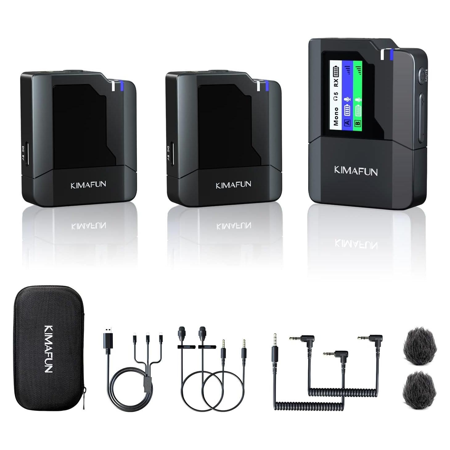 Micrófono Lavalier Inalámbrico KIMAFUN KM-G50-2 Doble