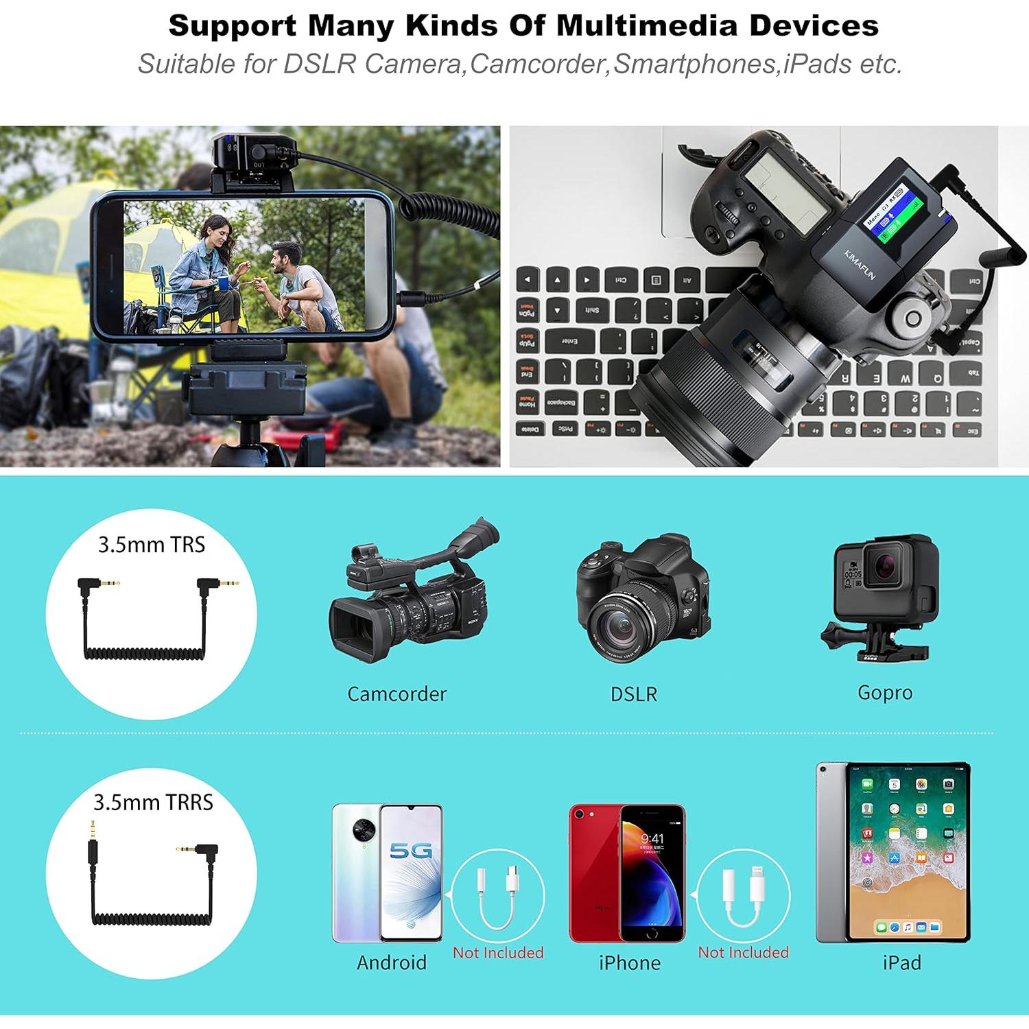 Micrófono Lavalier Inalámbrico KIMAFUN KM-G50-2 Doble