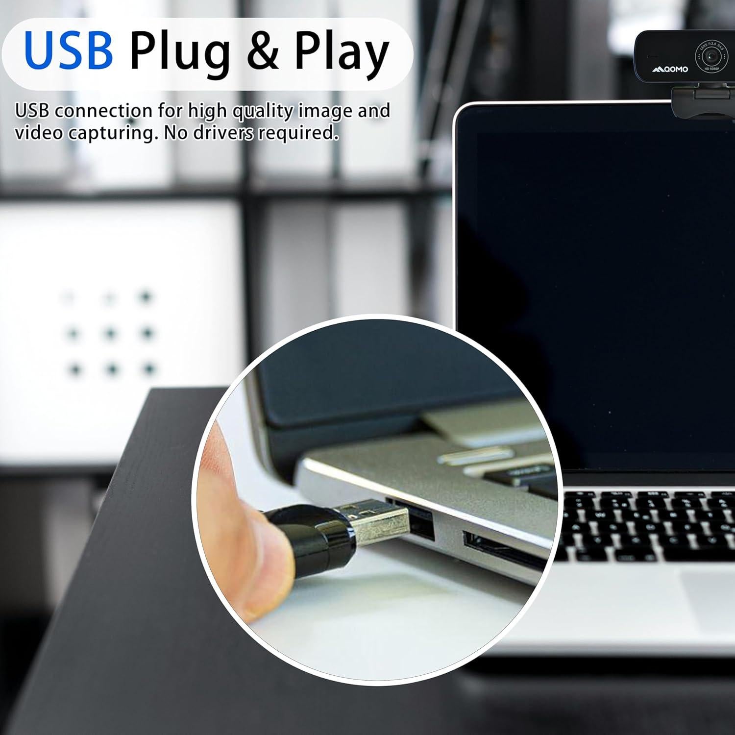 Webcam Full HD 1080p QOMO QWC 004 con Micrófono y Rotación