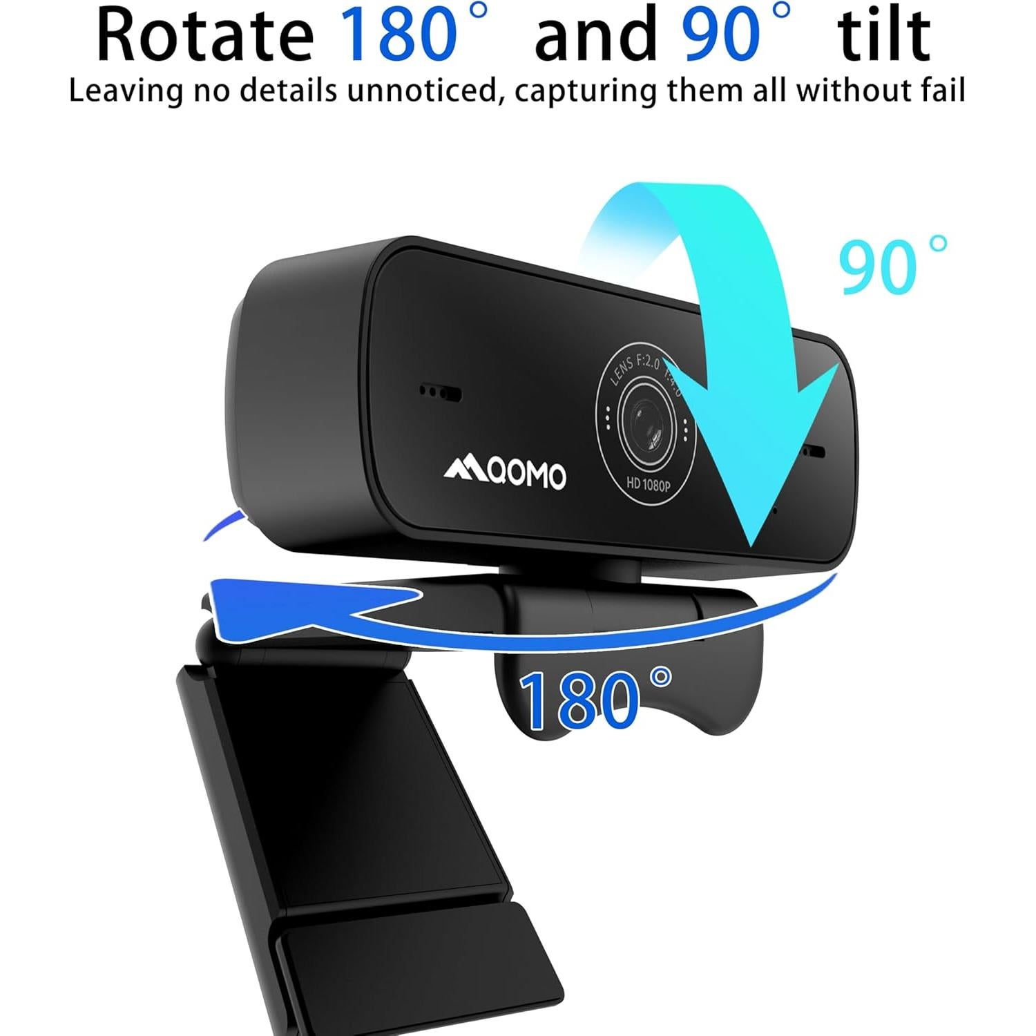 Webcam Full HD 1080p QOMO QWC 004 con Micrófono y Rotación