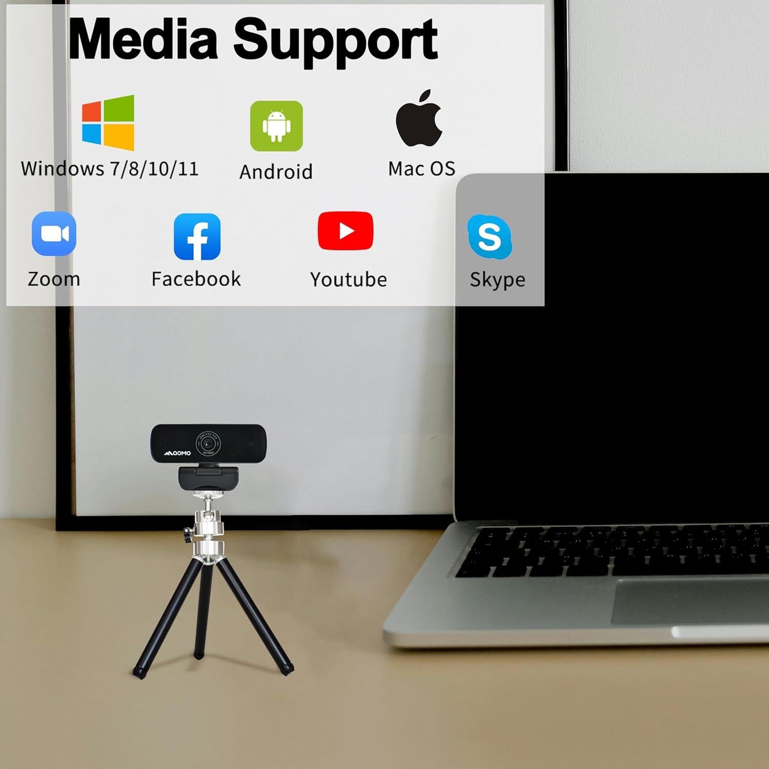 Webcam Full HD 1080p QOMO QWC 004 con Micrófono y Rotación