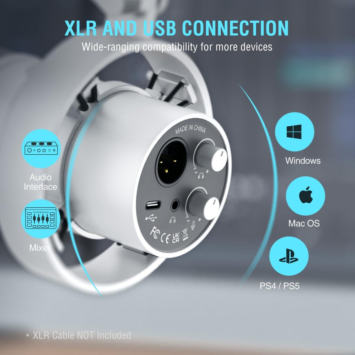 Micrófono Dinámico XLR FIFINE K688W con Soporte de Metal