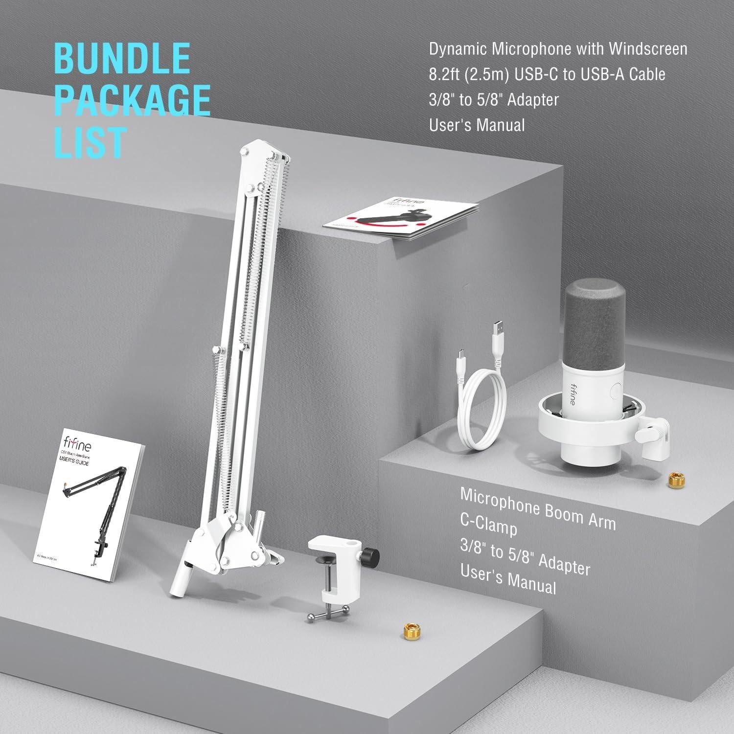 Micrófono Dinámico XLR FIFINE K688W con Soporte de Metal