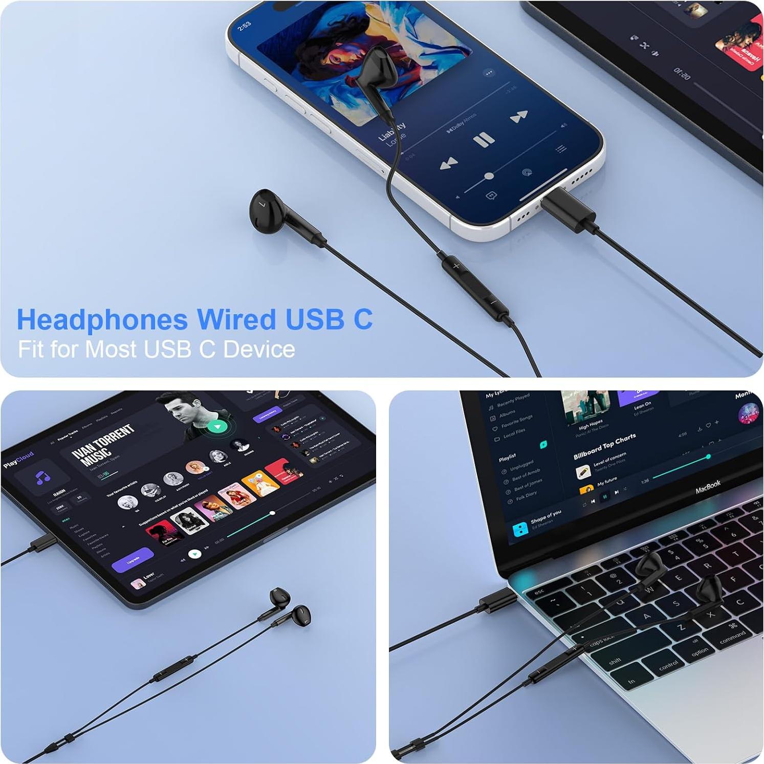 Auriculares USB C Antool con Micrófono para Samsung y iPhone