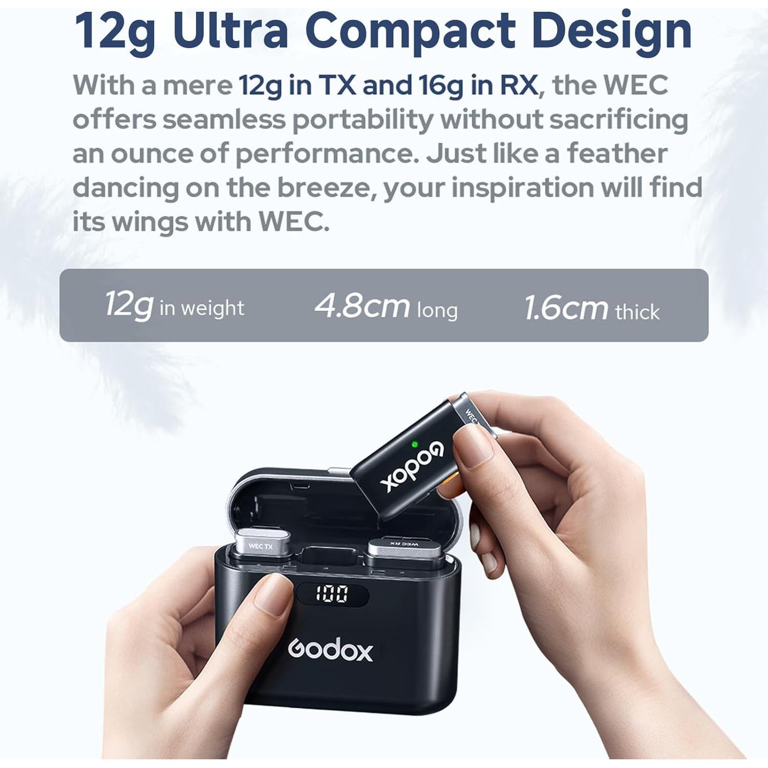 Micrófono Lavalier Inalámbrico GODOX WEC-Kit2 200m con Estuche