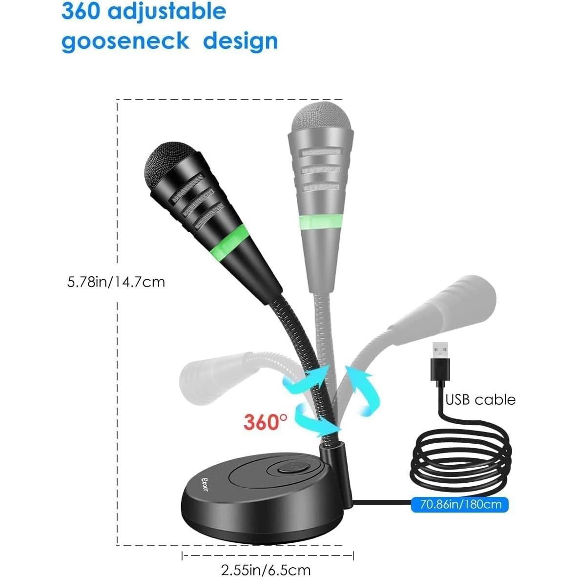 Micrófono USB Etour Mini Cardioide para PC y Mac - 1.8m