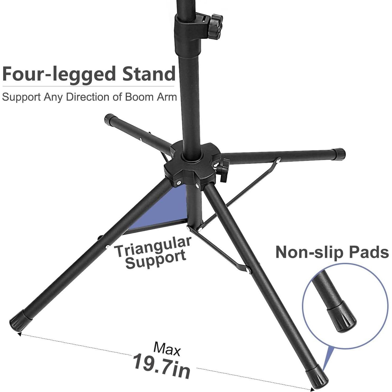 Soporte de Micrófono Ajustable con Brazo Boom y Soporte para Tableta