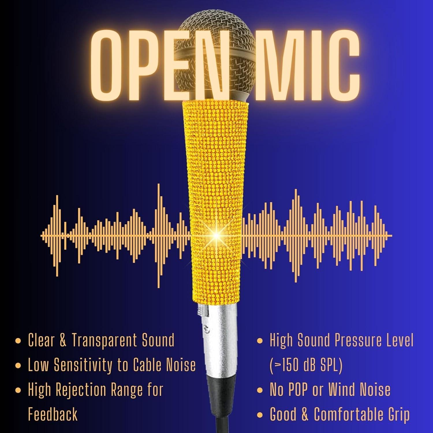 Micrófono Karaoke Dinámico Cardioide RK Dorado 3.5m