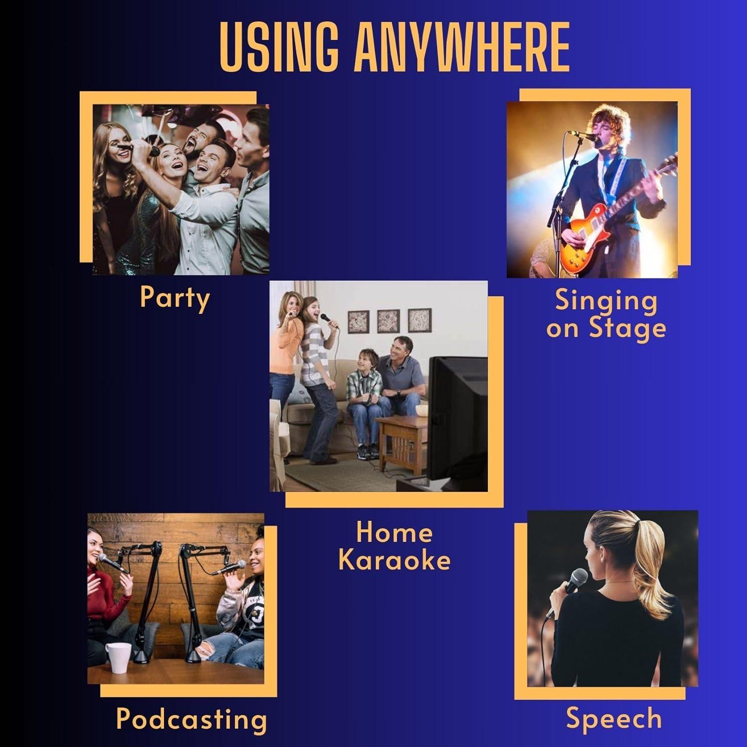 Micrófono Karaoke Dinámico Cardioide RK Dorado 3.5m