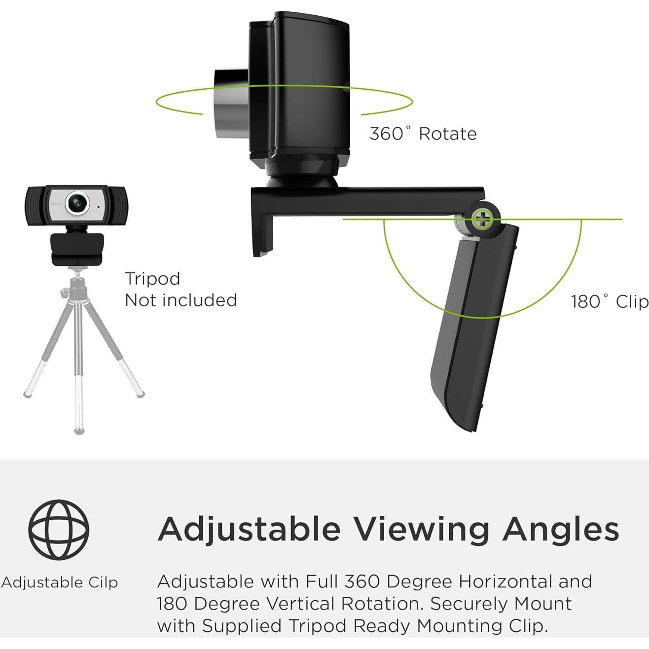 Cámara Web HD 1080p KOVOQ con Micrófono y Corrección Automática