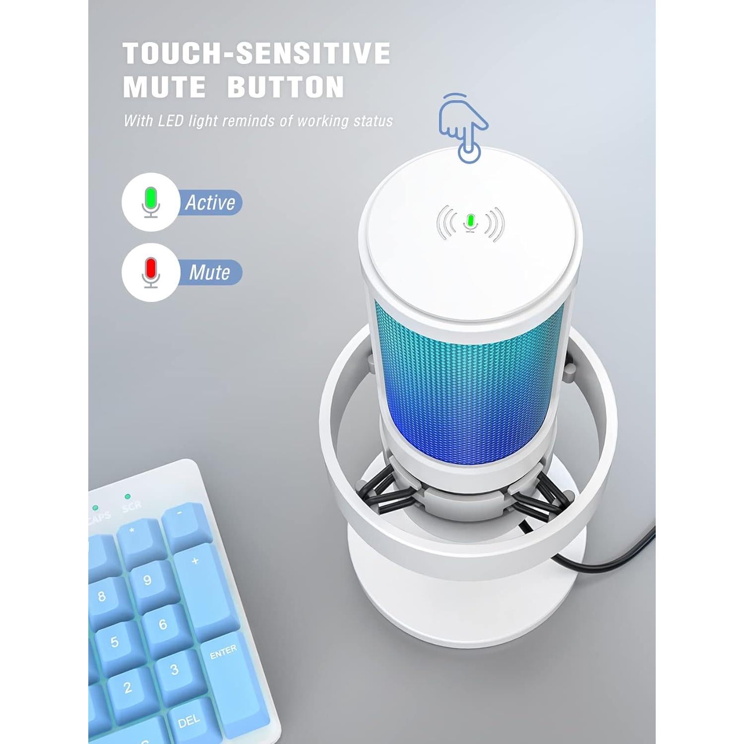 Micrófono USB FIFINE A8W con Brazo Ajustable y RGB