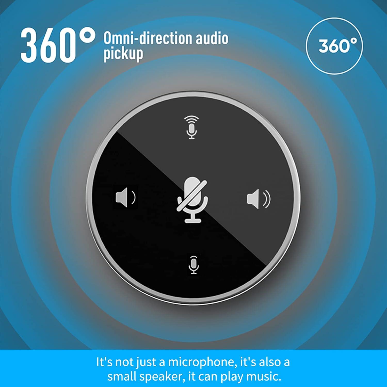 Micrófono USB Y02 con altavoz integrado, omnidireccional 360°