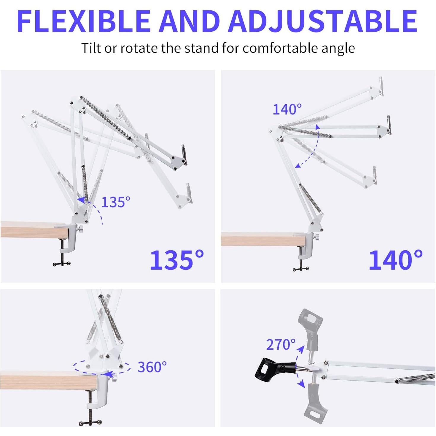 Brazo de Micrófono Ajustable FEELWORLD AMS1 Blanco 0.59 kg