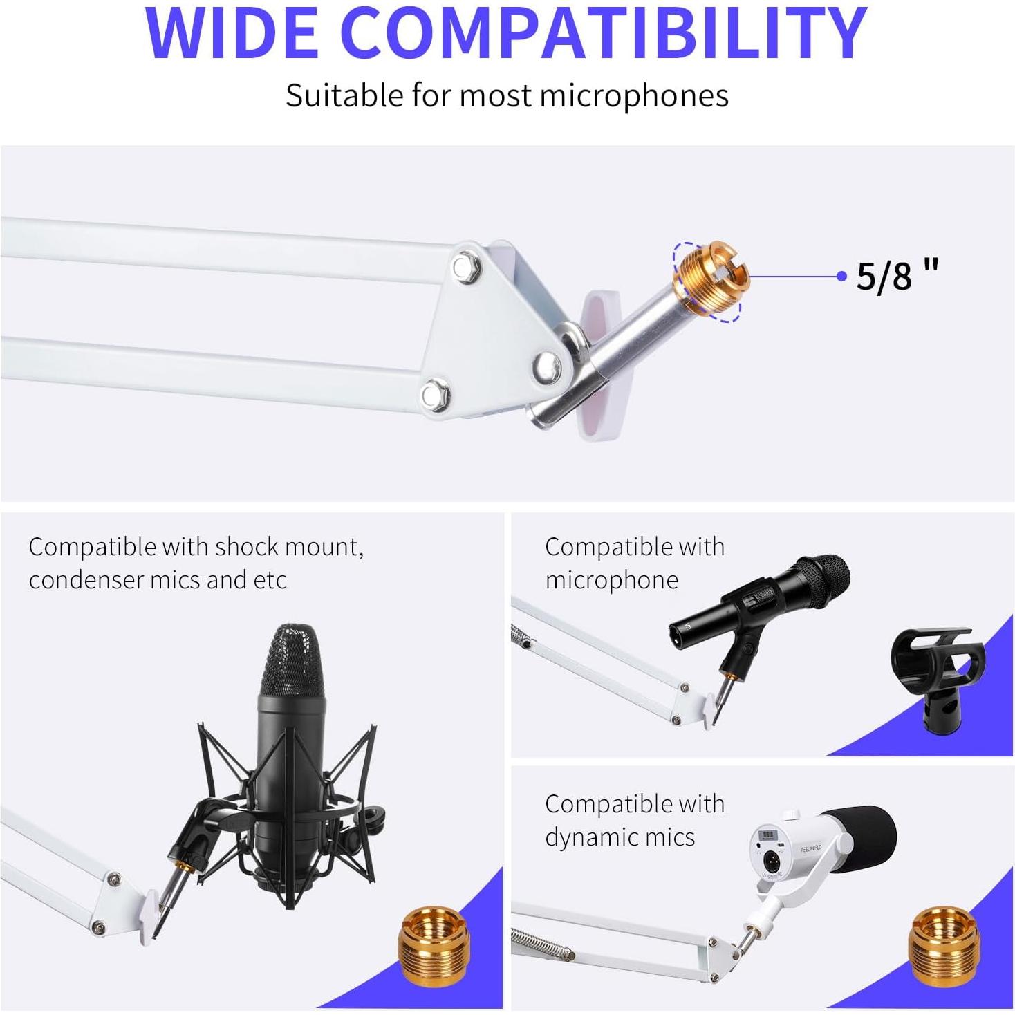 Brazo de Micrófono Ajustable FEELWORLD AMS1 Blanco 0.59 kg