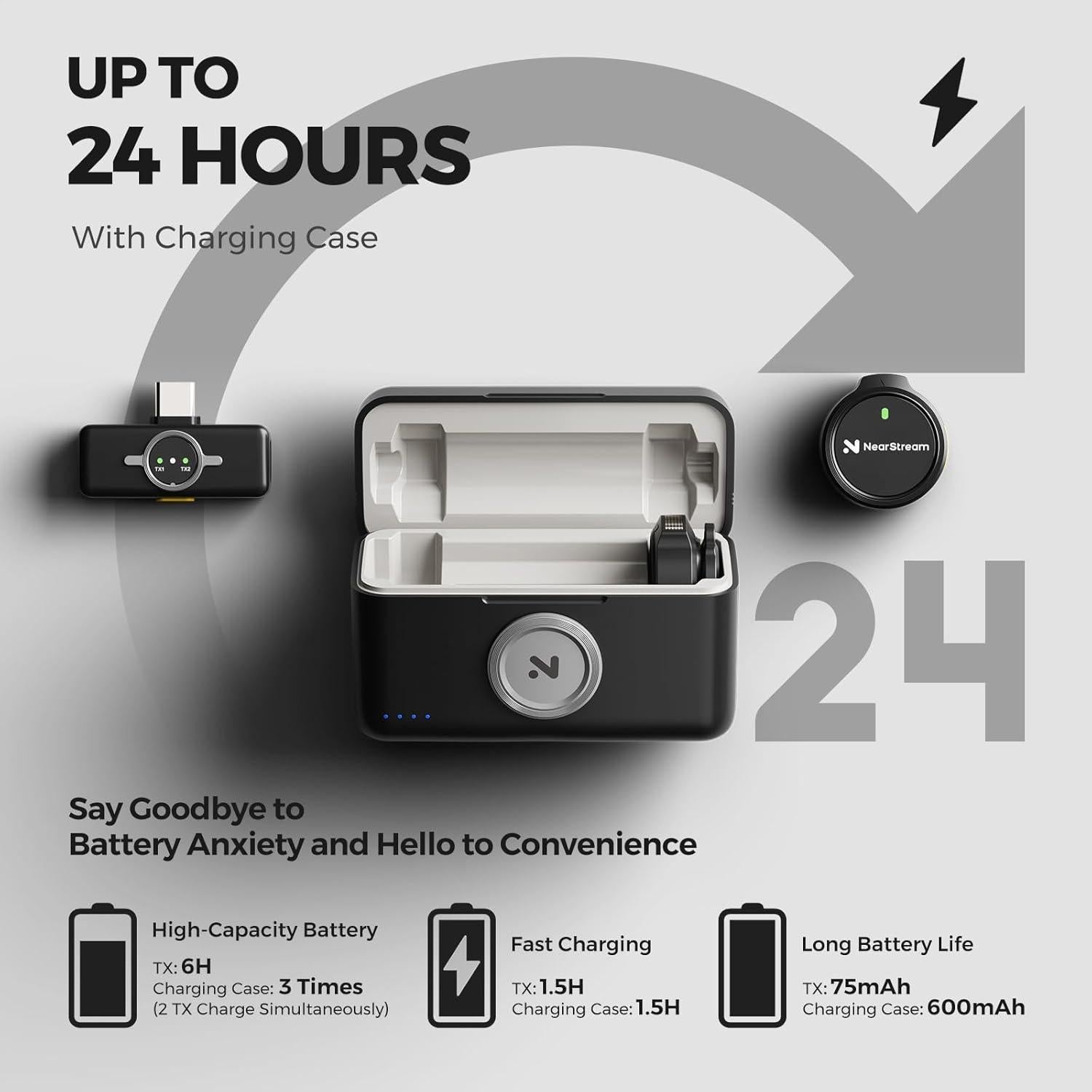 Micrófono Lavalier Inalámbrico NearStream AWM25T con Cancelación de Ruido