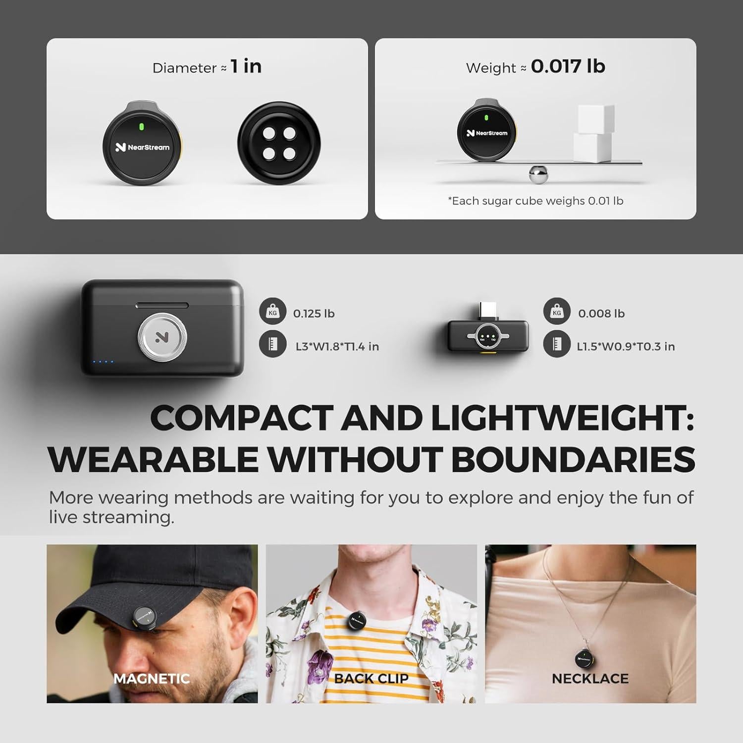 Micrófono Lavalier Inalámbrico NearStream AWM25T con Cancelación de Ruido