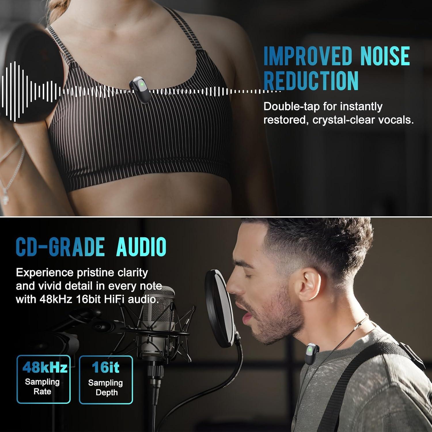 Micrófono Lavalier Inalámbrico Lulunafu S5 48kHz 80m