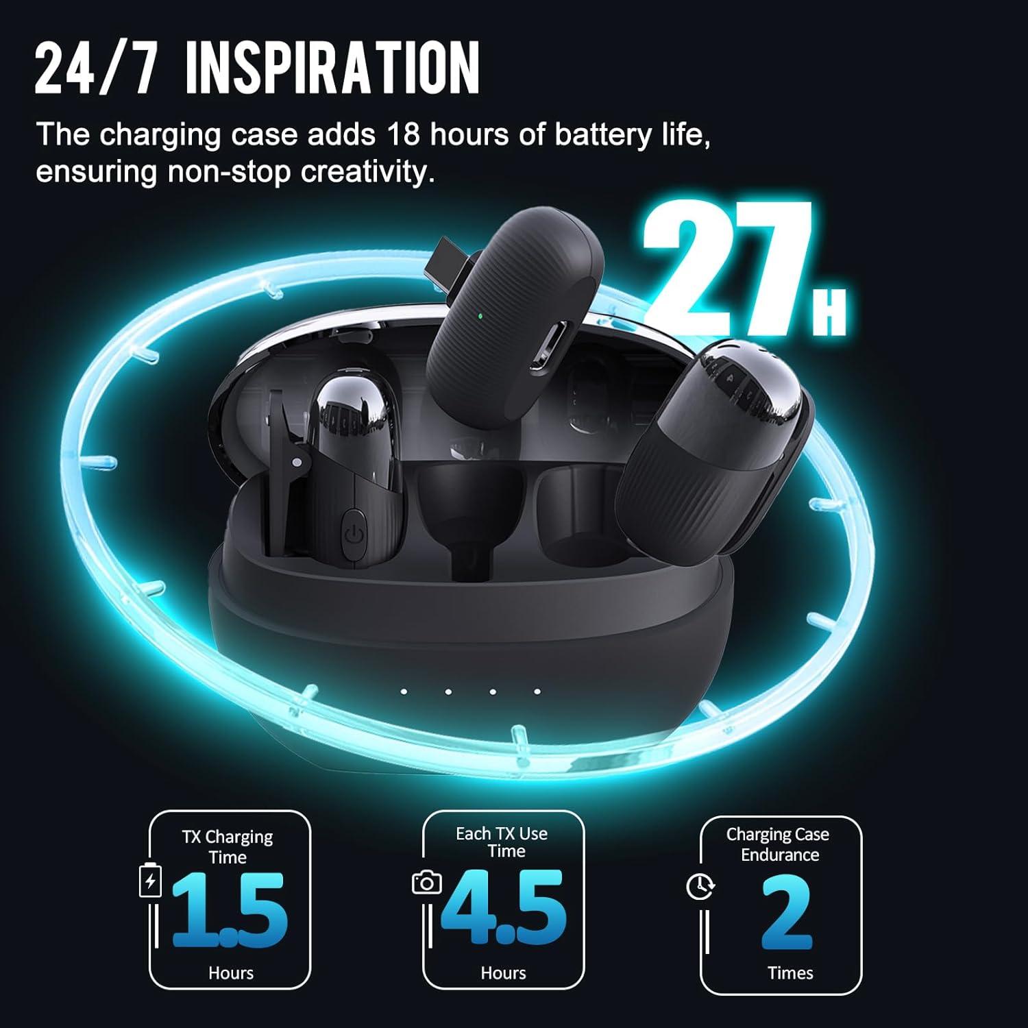 Micrófono Lavalier Inalámbrico Lulunafu S5 48kHz 80m